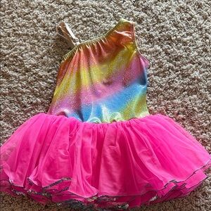 Dansco dance costume rainbow sparkles tutu leotard Child small